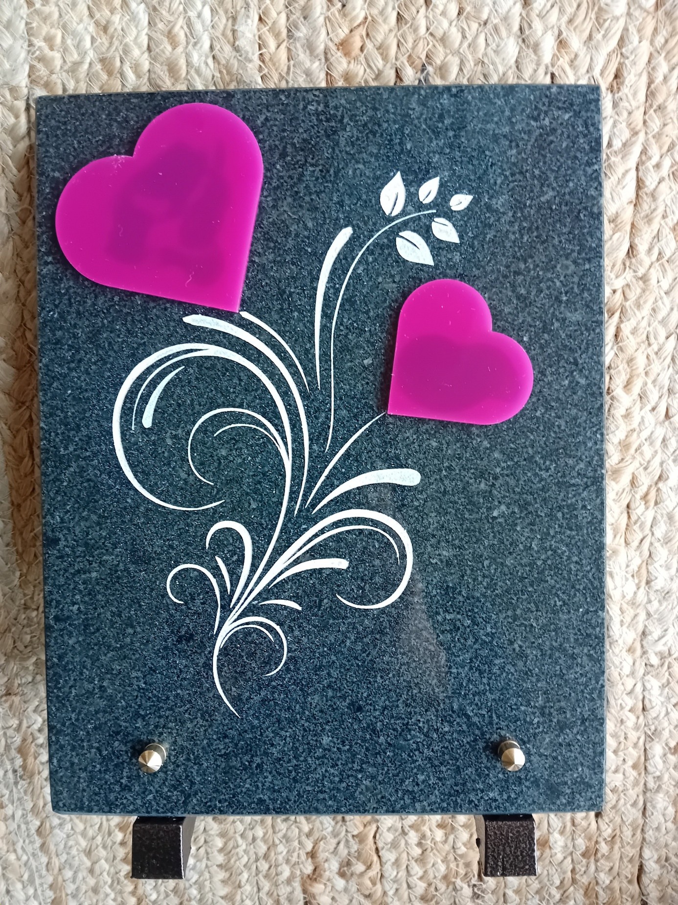 Plaque Cœurs fleurs plexi