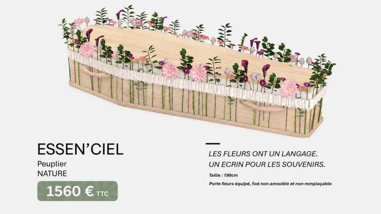 Cercueil fleuri avec bande florale – Pompes Funèbres L'Autre Rive Chambray-lès-Tours
